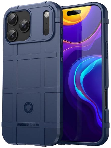 MobyDefend Hoesje - Geschikt voor iPhone 17 Pro Max - Rugged Shield TPU Backcover - Blauw