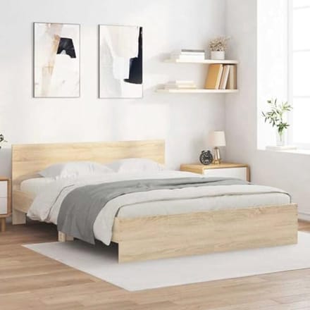 Houten Bedframe met Hoofdeinde Sonoma Eiken 140x190cm - Dubbel Bed voor Slaapkamer
