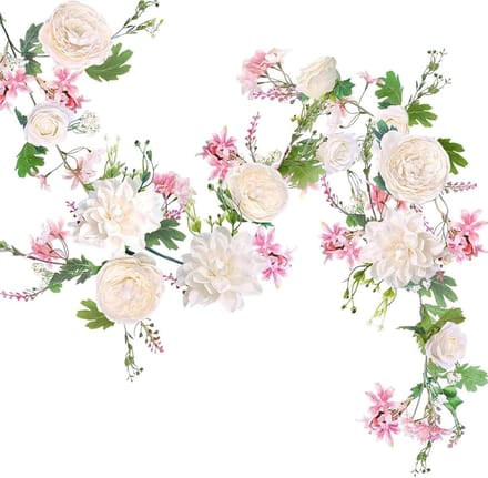 Rozen Slinger - Kunstbloemen Rank - Feest Decoratie - Extra Lange Slinger - 180 cm - Roze Wit