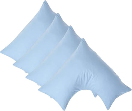 Homescapes Percale Katoen V-Kussensloop Set van 4 - Blauw - 100% Egyptisch Katoen - 200TC - 38 x 76 cm