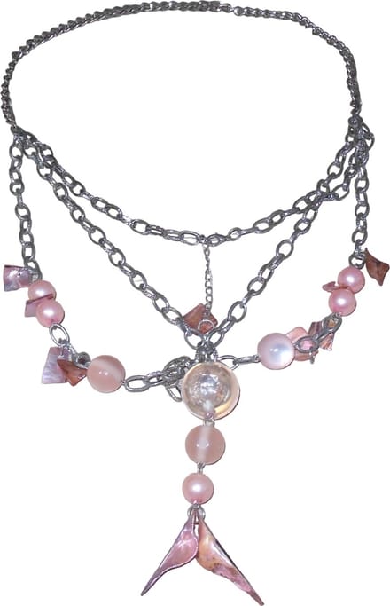 Ketting zilveren schakels met roze tinten