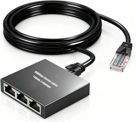 AHD® Internet Splitter - Netwerk Switch - Netgear Switch - Splitter Internetkabel - Netwerk Splitter - Zwart - 6cm x 6cm x 2cm