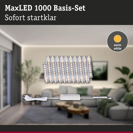 ' Paulmann 71242 MaxLED 1000 LED-strip warm wit basisset 3m 22W 1100lm/m 128 LED's/m 2700K 40VA'