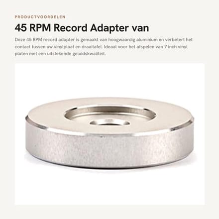 45 RPM Record Adapter van Aluminium voor Draaitafels