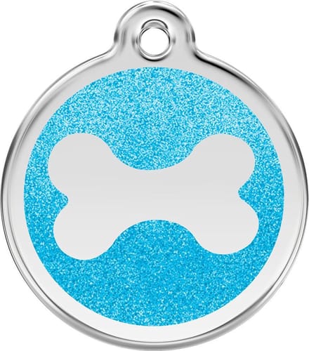 Red Dingo hondenpenning 30 mm bot glitter aqua