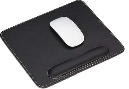 muismat - met polssteun - kunstleer - ergonomisch - rechthoek - zwart