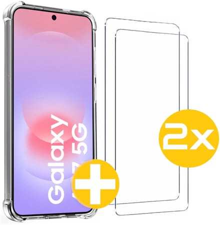 Hoesje en Screenprotector Combi Geschikt Voor Samsung A37 - Anti Shock Hoesje + 2x Screenprotector