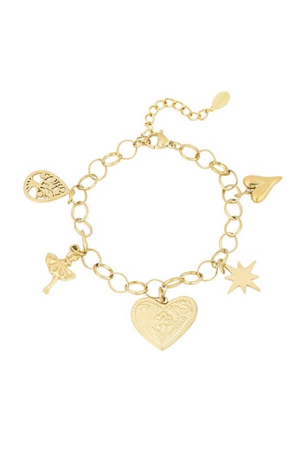 Heartfelt sparkle armband - Goudkleur- bedel armband