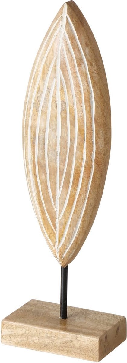 Houten decoratie blad op voet Evana