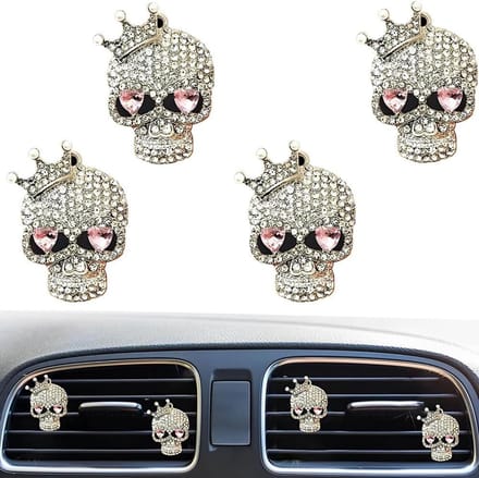 Auto Luchtverfrisser - Ventilatie Clip - Auto Interieur - Schedel Design - 4 stuks - Wit