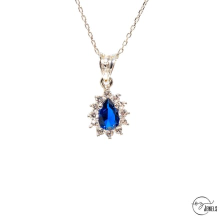 OZ Jewels – SaffierDruppel Ketting – Zilver – Blauw – Dames