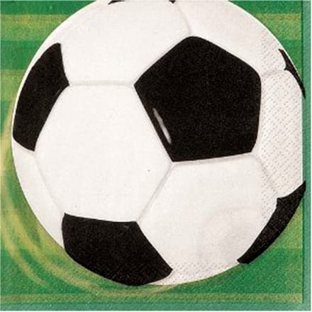 UNIQUE - 16 papieren voetbalservetten 33 x 33 cm 3D-bal