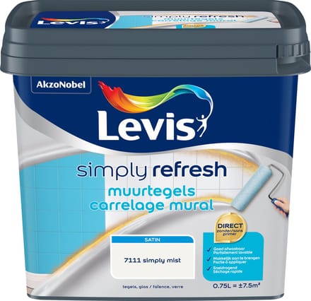Levis - Simply Refresh Muurtegels Satin - Simply Mist - 0,75 L