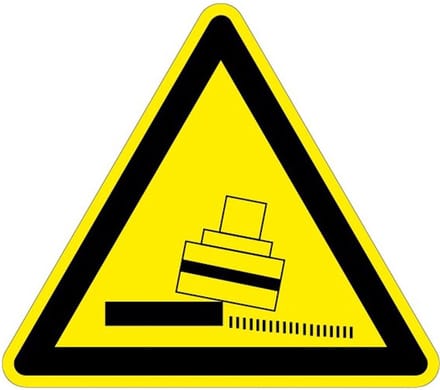 Waarschuwingsbord kantelgevaar - kunststof 150 mm