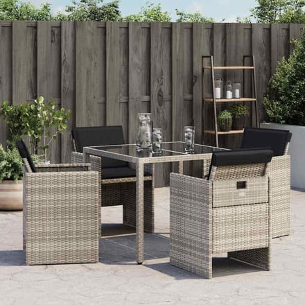 vidaXL - Tuinstoelen - 4 - st - met - kussens - poly - rattan - lichtgrijs
