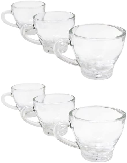 Set van 6 espressokopjes van transparant glas, 90 ml, wasbaar