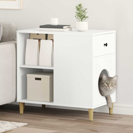 vidaXL - Kattenhuis - Wit - 72 - x - 42,5 - x - 70 - cm - Bewerkt - hout