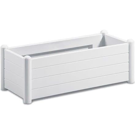 STEFANPLAST Bac a fleurs/jardiniere rectangulaire - ITALIA - Finition effet bois - 100x43xH35cm - 80L - Blanc