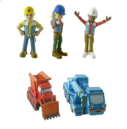 Speelset Bob de Bouwer met oa Bob, Wendy & Leo - 7 cm (Let op: Wielen bewegen niet)