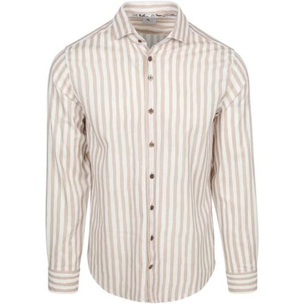 Overhemd Lange Mouw R2 Amsterdam R2 Overhemd Linnen Blend Strepen Beige