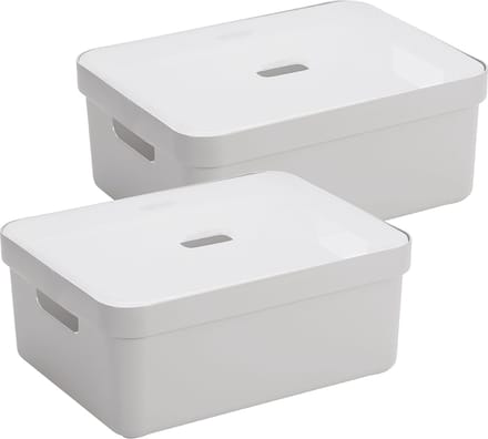 Sunware Sigma Home opbergbox 24L - Set van 2 - Grijs/Transparant