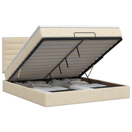 vidaXL - Ottoman - bed - met - matras - Crèmekleurig - 140 - x - 190 - cm - Stof