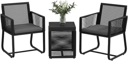 Outsunny Rattan Gartenmöbel-Set PE Rattan, Polyester Schwarz