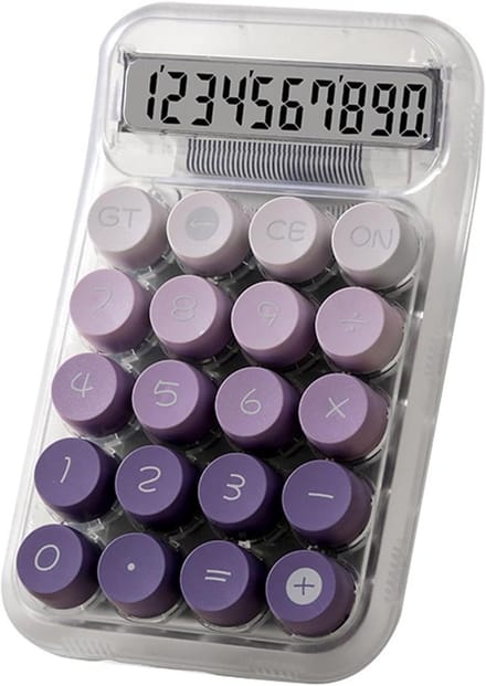 Desktop Rekenmachine - Basis Calculator - Student Kantoor - Grote Knoppen - 95 x 150 mm - Violet