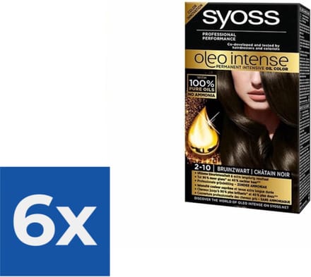 Syoss Oleo Intense - Haarverf - 2-10 - Bruinzwart - 115ml x 6