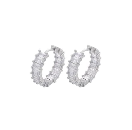 Jobo By JET - oorbellen zilver met witte diamanten - 1 paar
