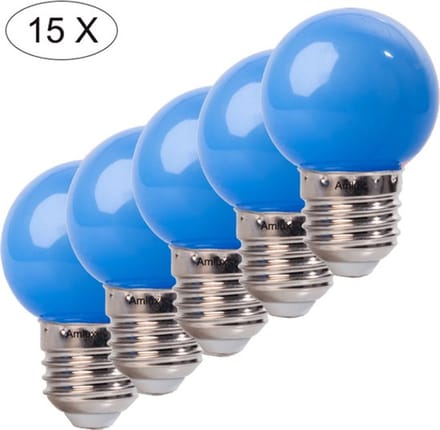 Set 15 stuks blauwe led lampen - 1W - E27