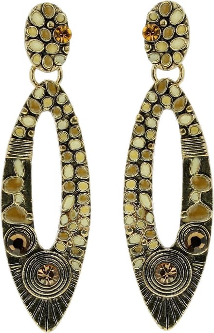 Behave - Goudkleurige oorhangers met bruin accent - Boho chique stijl