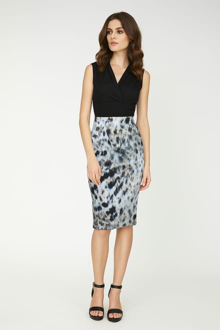 Elastische gabardine kokerrok met luipaardprint