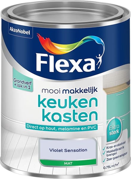 Flexa - Mooi Makkelijk Keukenkasten Mat - Violet Sensation - Mengverf - 750 Ml