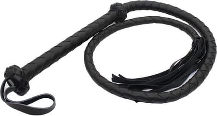 Gevlochten single tail zweep kunstleer - 150 cm - zwart