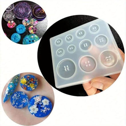 Hars Siliconen Knop Vorm Epoxy Hars Vorm DIY Vorm Sieraden Maken Button black