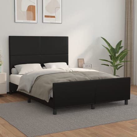 vidaXL - Bedframe - met - hoofdeind - kunstleer - zwart - 140x190 - cm