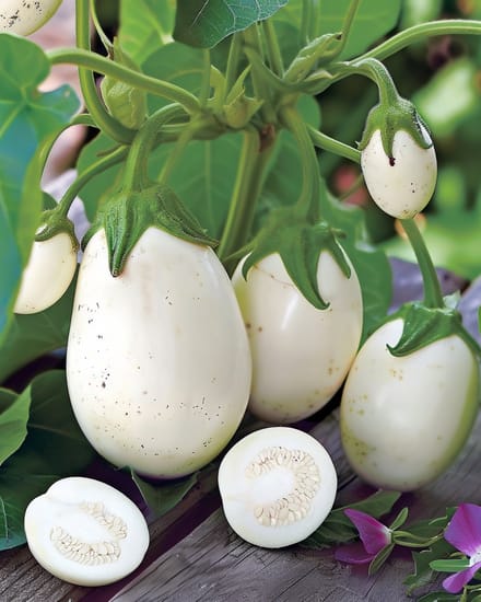 3 sets - Aubergine Zaden White Egg Solanum Melongena Eenjarig