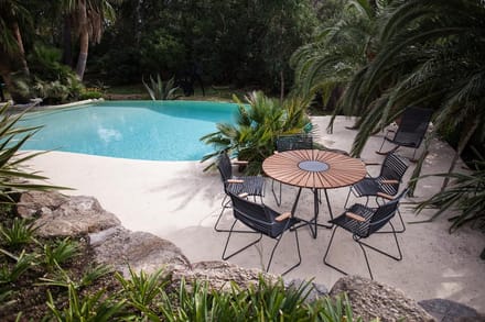 HOUE Bundel 6x Click fauteuil met lage rugleuning zwart + Circle tafel 150cm