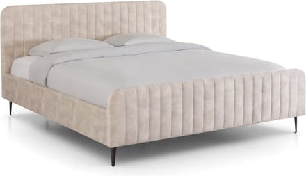Goossens Bedframe Attent, 180 x 200 cm Velvet Adore 01 naturel