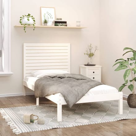 vidaXL - Bedframe - massief - hout - wit - 90x200 - cm