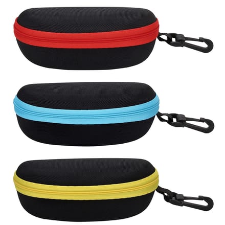 Dailygoods - Draagbare Hard Shell Zonnebril Case, 3 Stuks, Rood&Geel& Lichtblauw