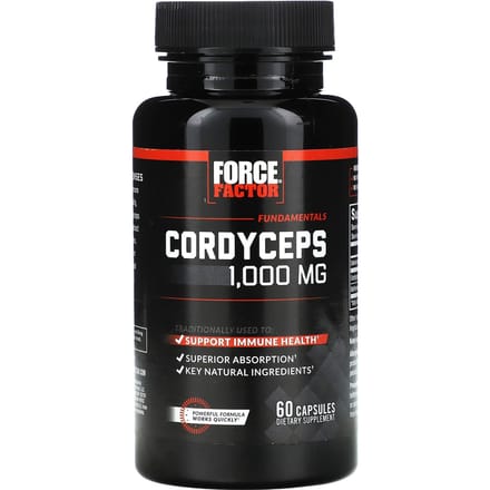 Force Factor, Fondamental, Cordyceps sinensis, 1 000 mg, 60 gélules (500 mg par gélule)