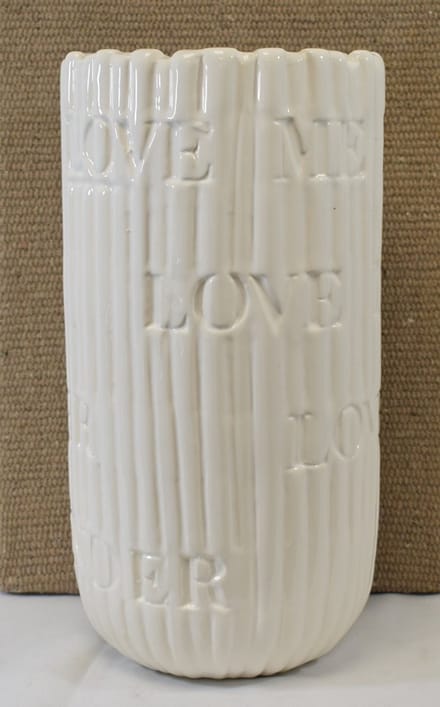 Richmond - Vaas - wit - "Love me Tender" - H 33 cm Ø 16 cm - waterdicht - met tekst - Elvis