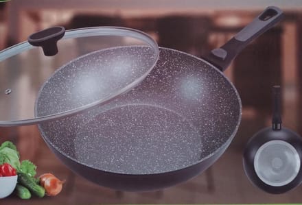 Grote Wokpan 32 cm met Afneembare Handgreep - Geschikt voor Inductie - Steencoat