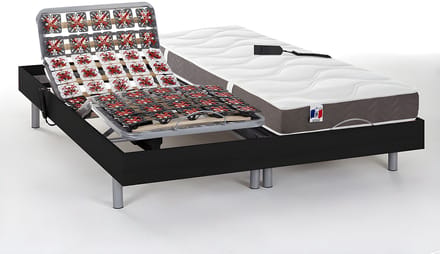 Vente-unique Bed met elektrische lattenbodem hout zwart 2 x 80 x 200 cm