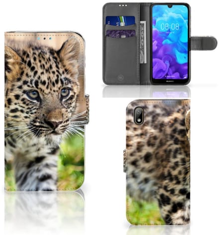 Huawei Y5 (2019) Telefoonhoesje met Pasjes Baby Luipaard