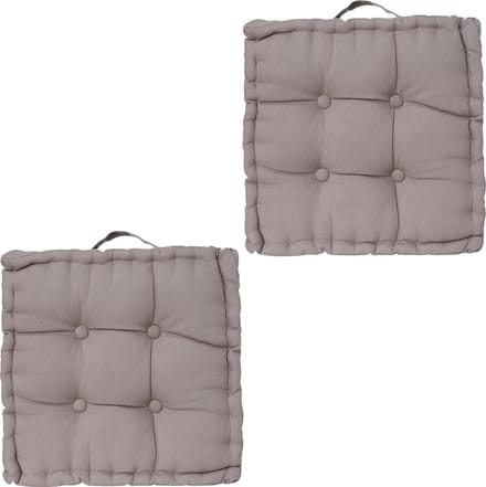 Atmosphera Vloerkussen Square - 2x - grijs - katoen - 38,5 x 38,5 x 8 cm - vierkant - Extra dik
