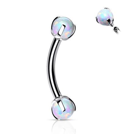 Piercing curved claw opal 1.2x8x3 - zilver - LMPiercings