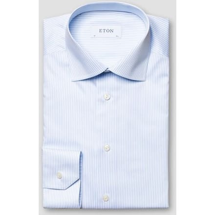 Eton Overhemd Fine Twill Stripe Extra Long Staple Cotton Licht Blauw / male